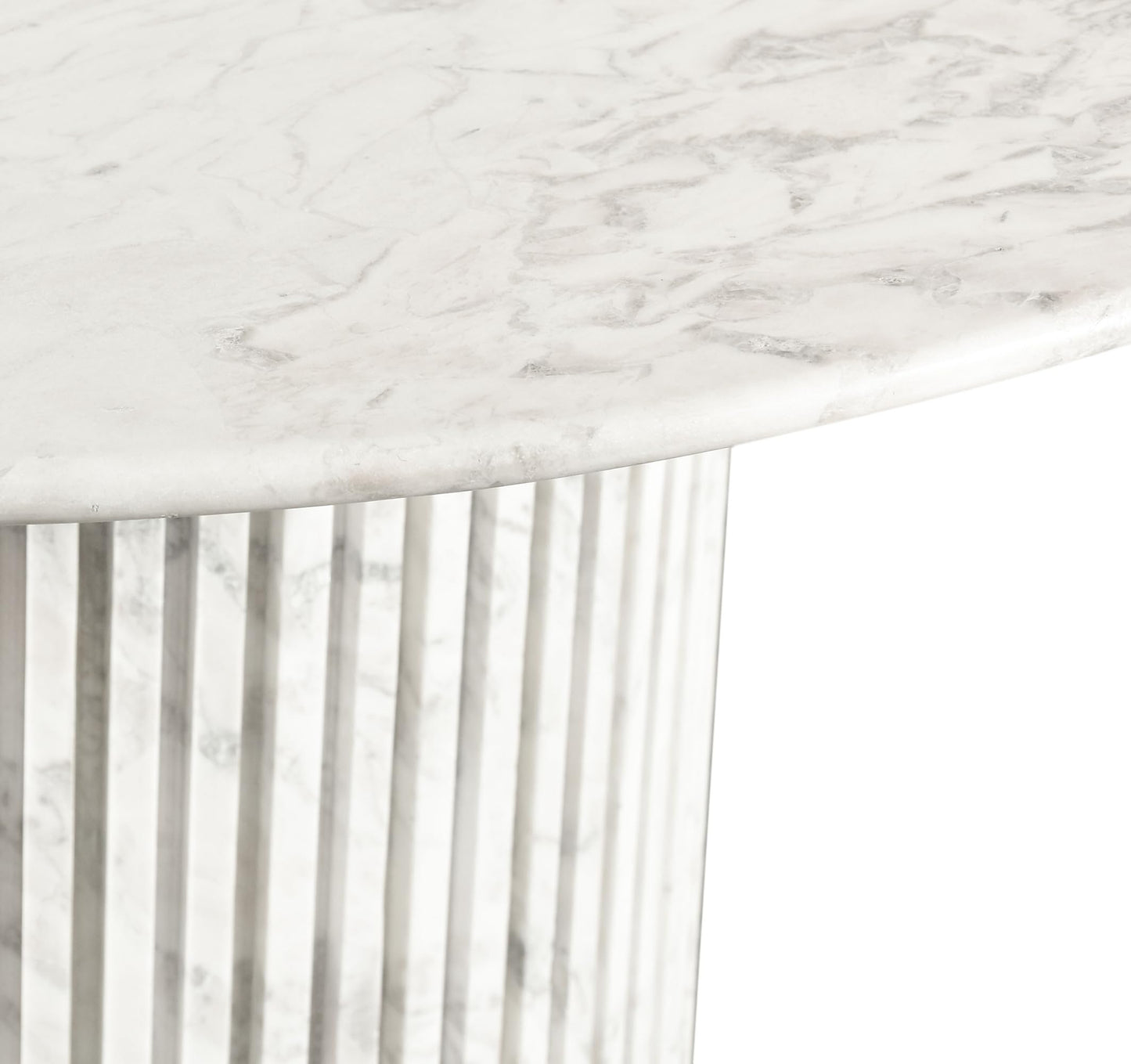 Meridian Furniture 248White-DT48 Genoa Collection Art Deco Dining Table with Handcrafted Genuine Marble, White Marble with Light Grey Veining, 48" W x 48" D x 30" H, White