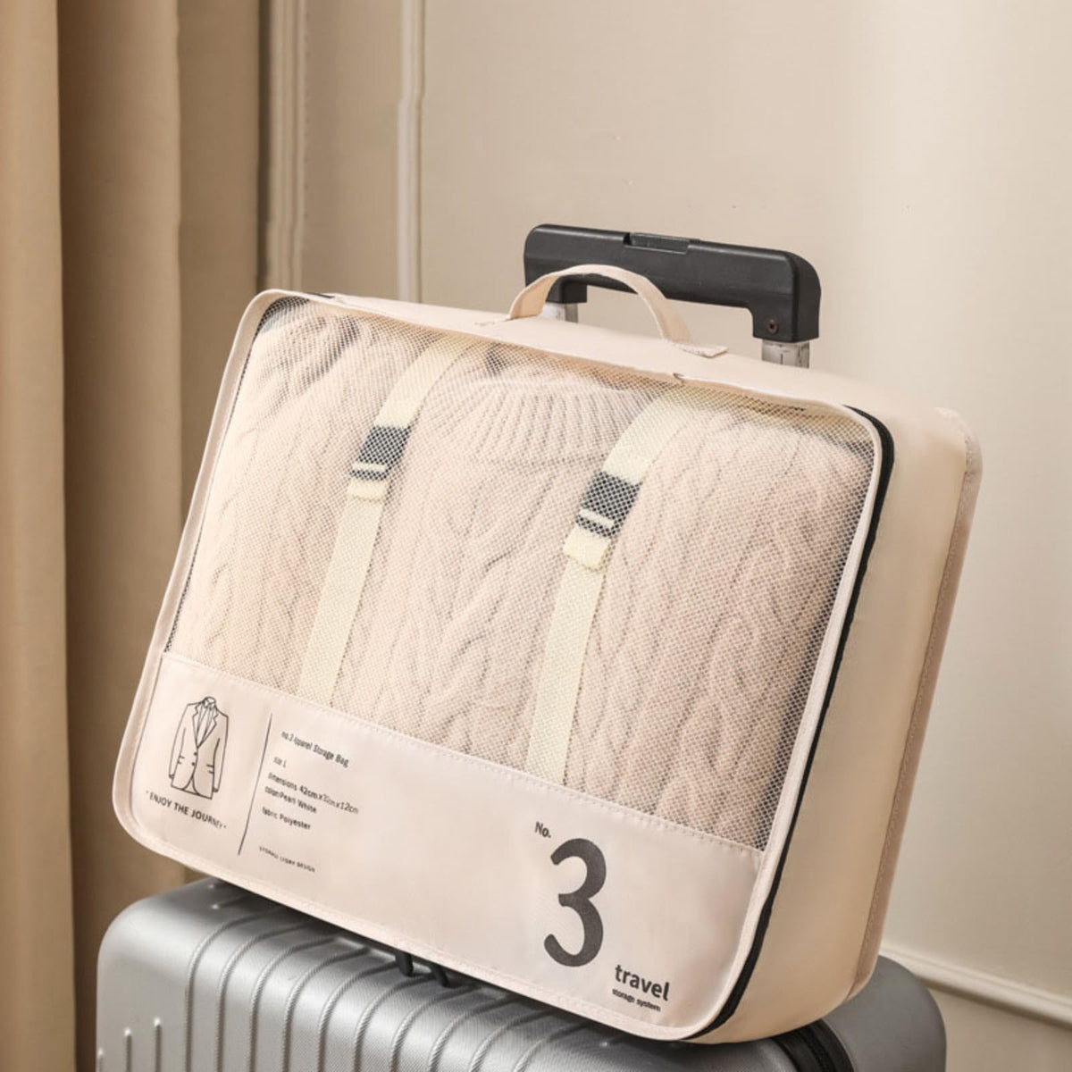 Packing Cubes for Suitcases, 7 Set Packing Cubes for Travel Women, Travel Luggage Packing Organizers, Travel Essentials Luggage Organizer Bags, for Suitcases Durable Travel Essentials Bags Set (beige)
