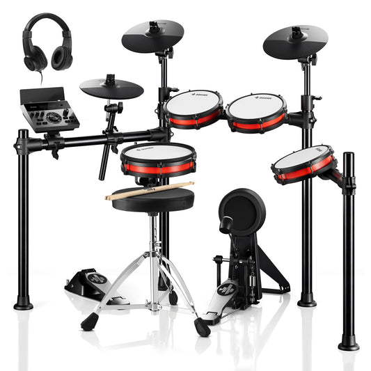 Donner Electronic Drum Set with Bluetooth, Electric Drum Kit with Throne, Headphones, Drumsticks, Melodics Lessons, 450 Sounds E Drum with USB MIDI, 5 Pads and 3 Cymbals Digital Drum, DED-200(2026)