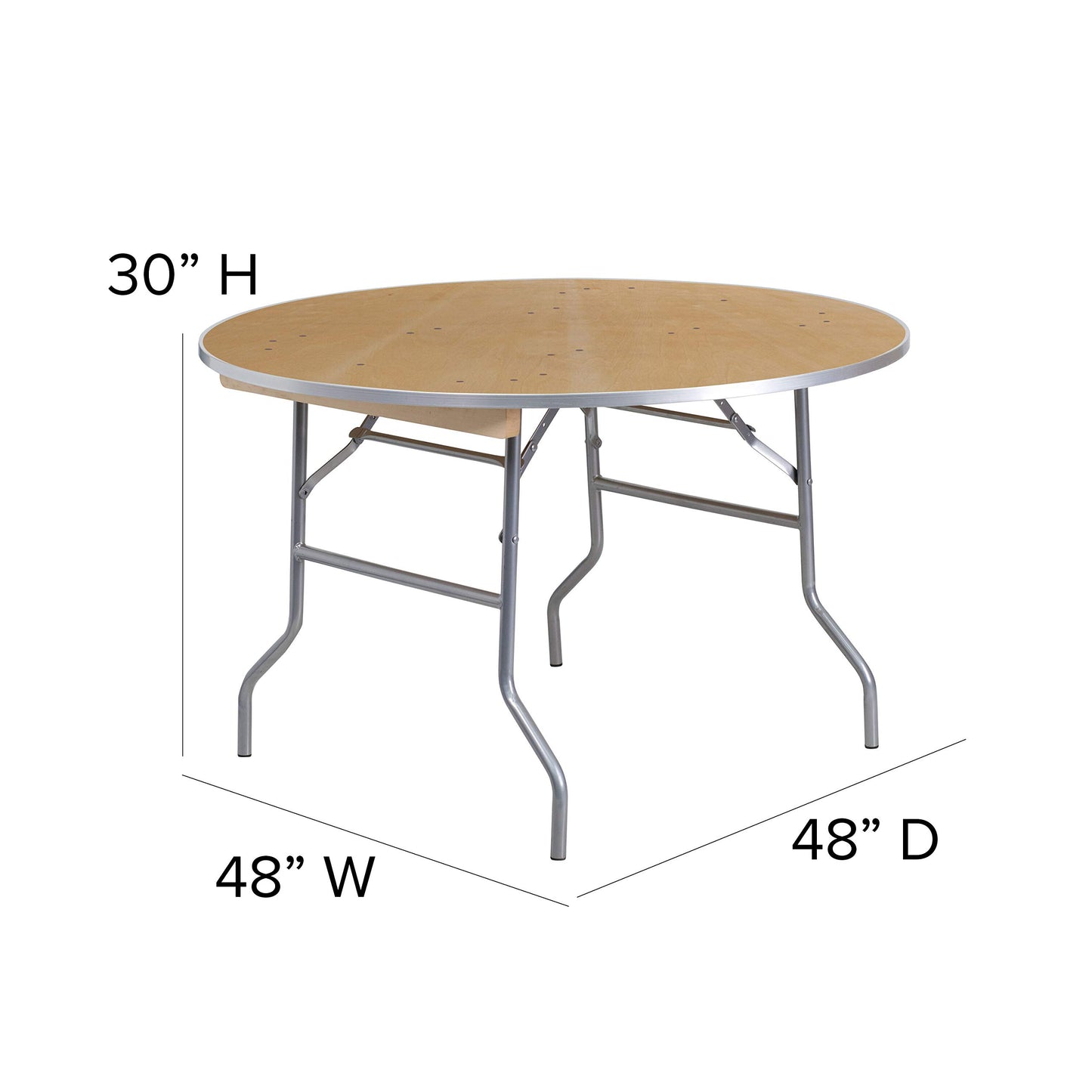 Flash Furniture Fielder 4-Foot Round HEAVY DUTY Birchwood Folding Banquet Table with METAL Edges