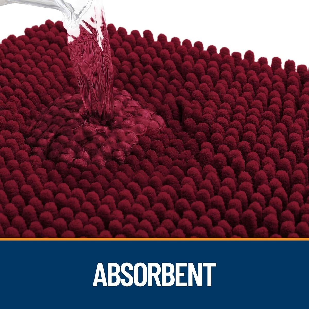 OLANLY Dog Door Mat - Absorbent Non-Slip Washable Chenille Mat for Muddy Paws | 54x32, Burgundy