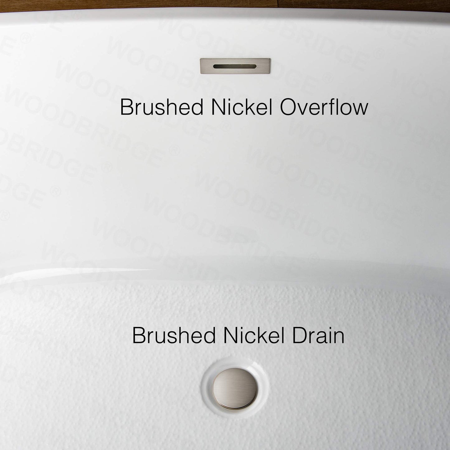 WOODBRIDGE 54"Freestanding White Acylic Soaking Bathtub with Brushed Nickel Drain and Overflow,B0006 -B-Drain &O