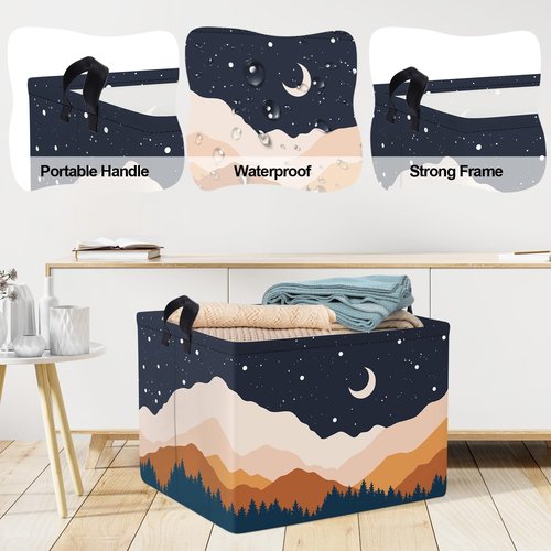 Clastyle Bohemia Baby Laundry Hamper Star Kid Storage Basket Women Girl Gift Toy Box Collapsible Clothes Organizer Nursery Bin for Bedroom,Moon,40 * 30 * 30 cm