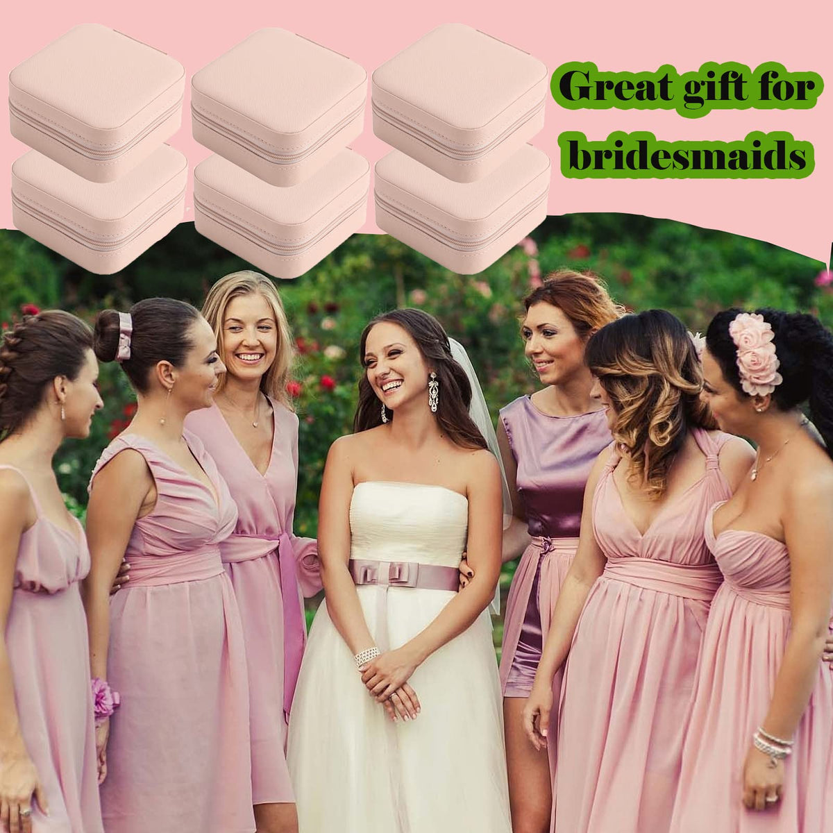 CIPIDI Travel Jewelry Case Bridesmaid Gifts Box,12 Pack Small Jewelry Box Mini Jewelry Organizer,PU Leather Portable Earring Storage Box for Women Girls Bridesmaid Proposal Gifts