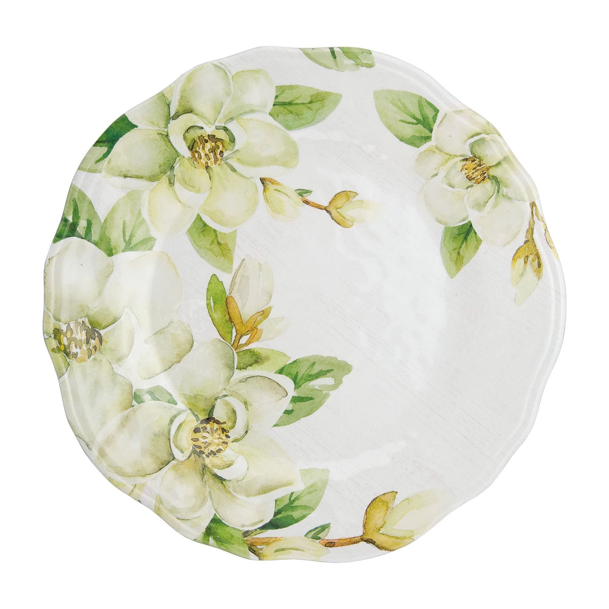 UPware 12 Piece Magnolia Melamine Dinnerware Sets, Outdoor Dishes Set, Plates and Bowls Sets, Service for 4, Green