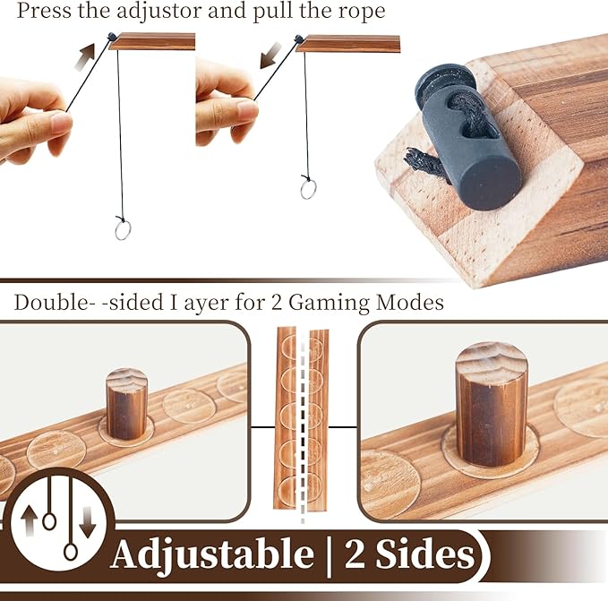 Ring toss Game, Large Base Hook and Ring Game, Hook and Ring Throwing Game for Adults Kids, Family-Friendly Indoor Holiday Fun or Outdoor Patio Games