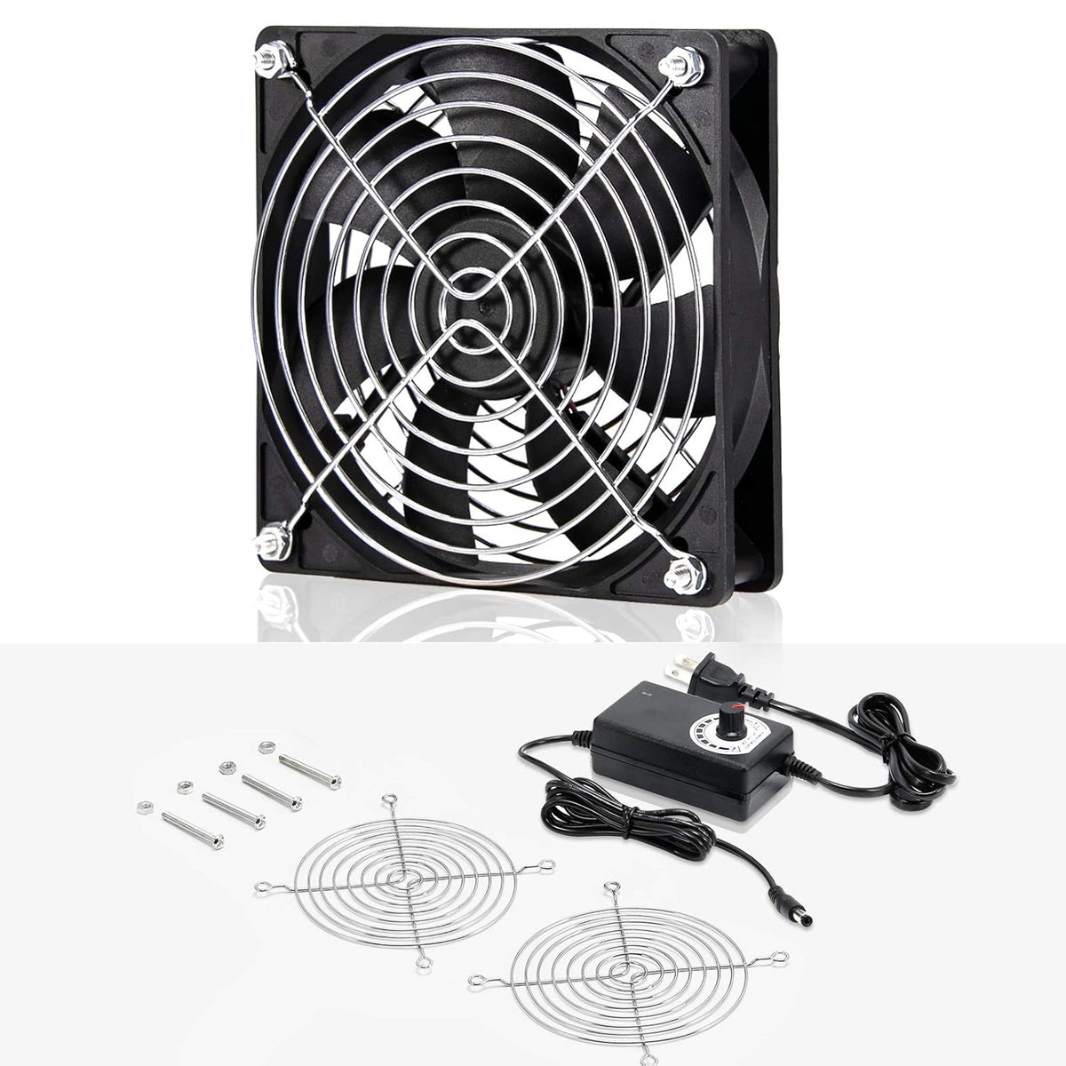 120mm 110V 115V 120V 3V 12V, AC Powered Fan with Speed Controller DC to for Router Receiver DVR PlayStation Xbox