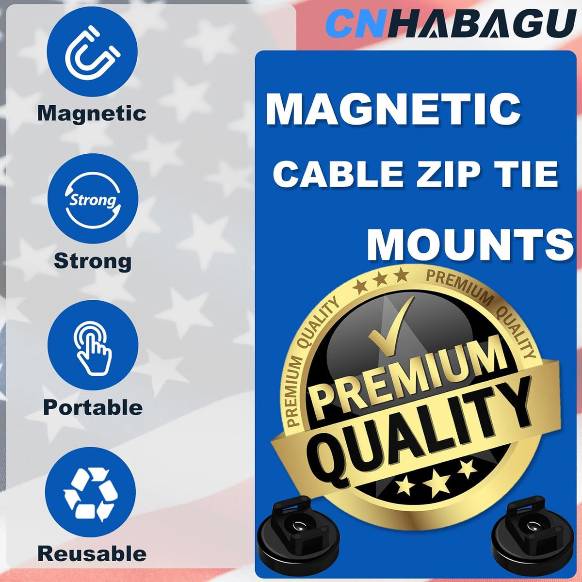 25LBS 6 Magnet Zip Tie Mount Magnetic Zip Ties Mount Strong Multipurpose Wire Cable Holder Mount Wire Clips Management