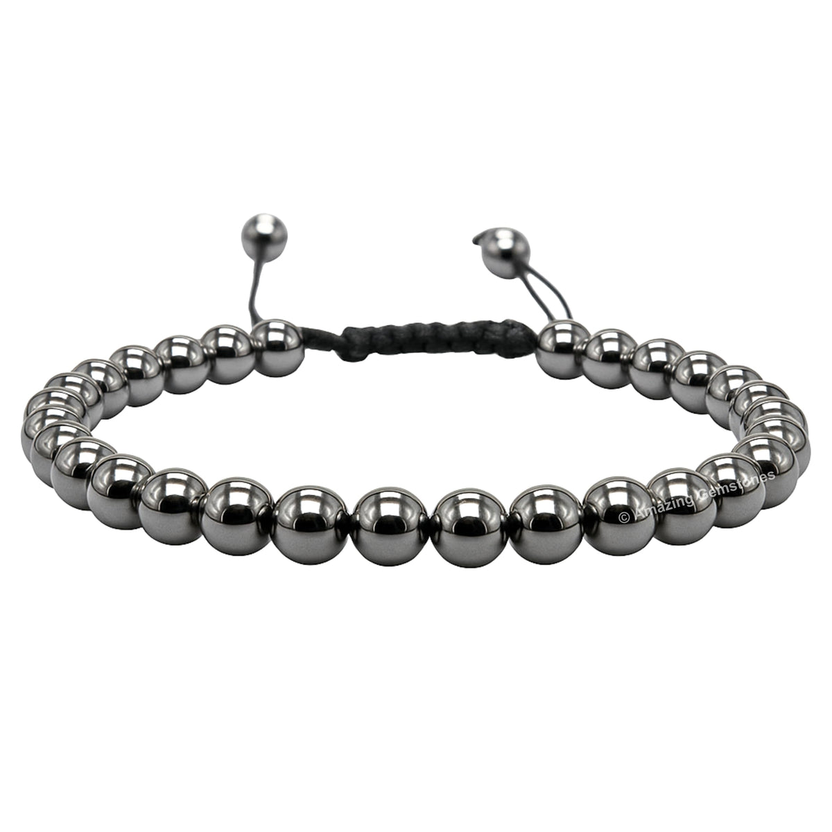 Amazing Gemstone Hematite Bracelet, Gifts For Men & Women - Protection Healing Crystal Bracelet - 6mm Gemstone Beaded Adjustable Bracelet, Pulseras Para Hombres Mujer Stocking Stuffers