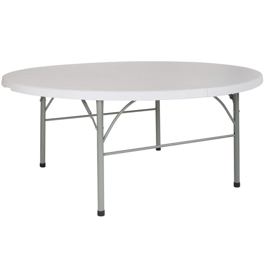 Flash Furniture Stonewall 6' Round Plastic Folding Event Table with Carrying Handle, Bi-Fold Banquet Table for Indoor/Outdoor Events, White