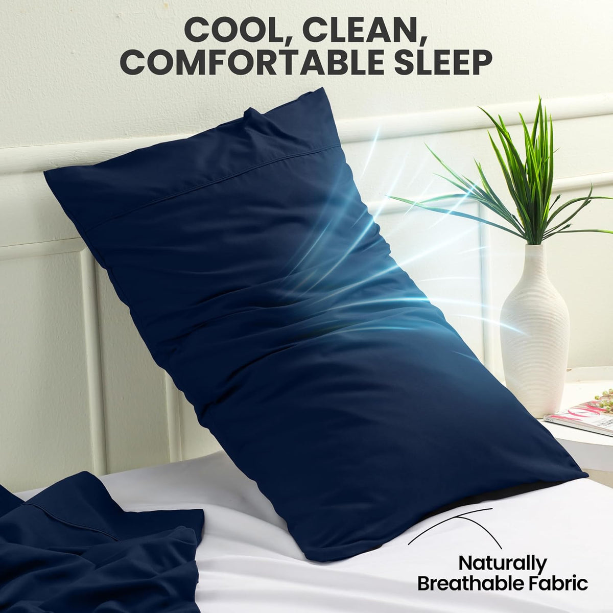 Utopia Bedding King Pillow Cases - Soft Brushed Microfiber - Fade Resistant | 20 x 40 Inches, Navy - 2 Pack