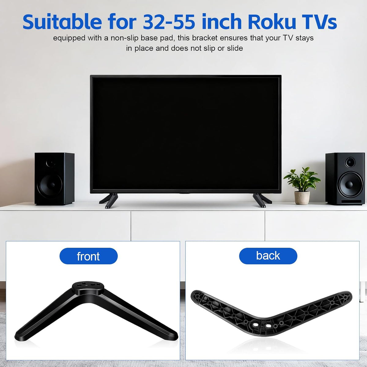 UKCOCO 32-55 Inch Universal TV Mount Stand, Stable Tabletop Bracket for Flat Screens, Replacement Pedestal Base Legs