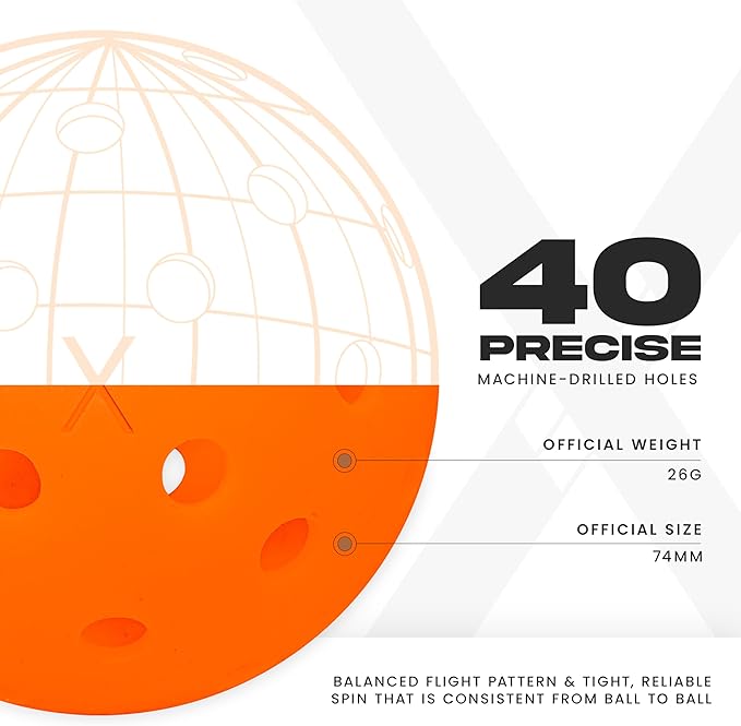 Franklin Sports X-40 Outdoor Pickleballs - Official Ball of USA Pickleball, APP Tour + US Open - Regulation Size
