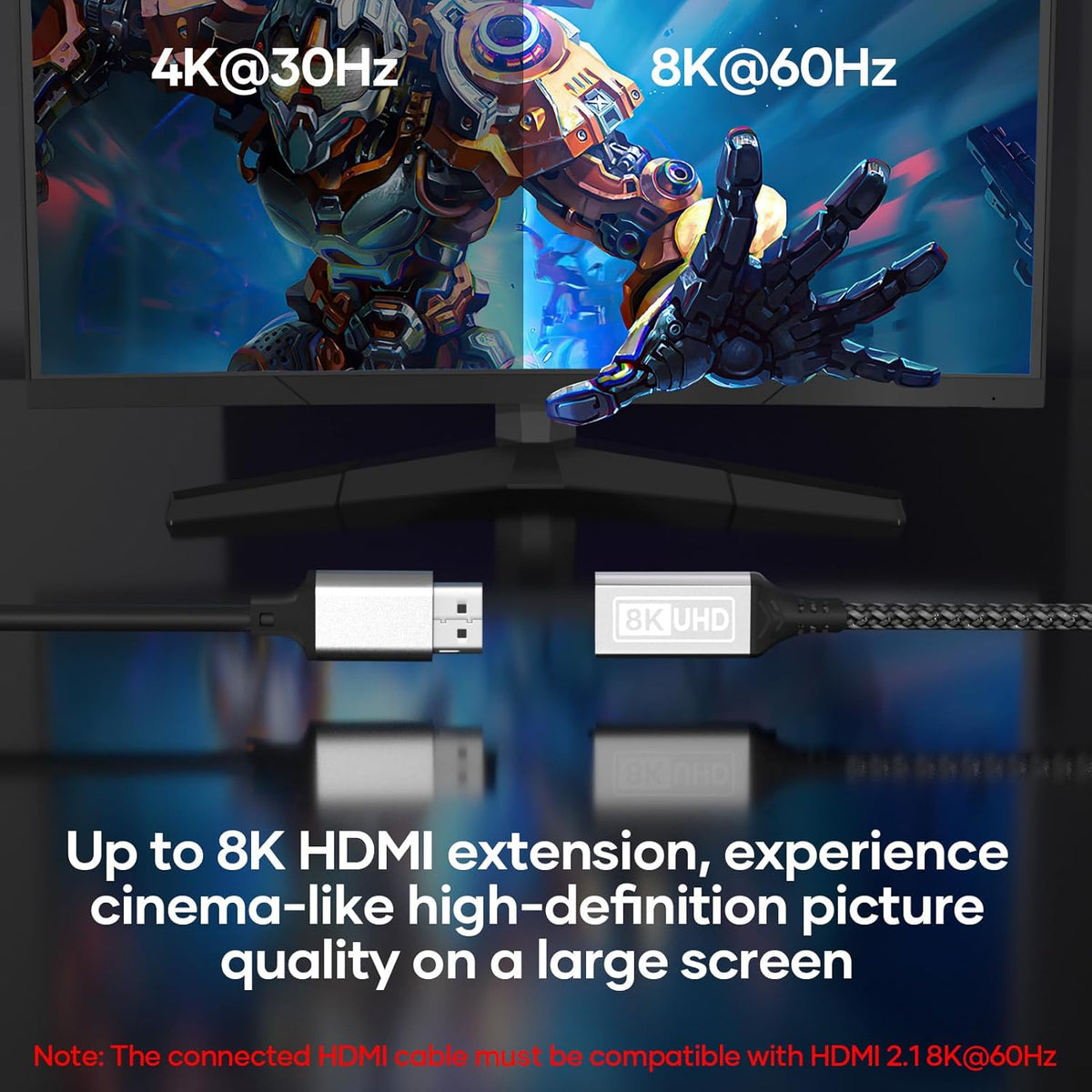 Lumivtx Extender,6.56FT(2M) 10K 8K@60HZ/4K@144HZ,HDMI 2.1 48Gbps HDR10+ PS5/PS4 HDMI Cable Extender Cable Male