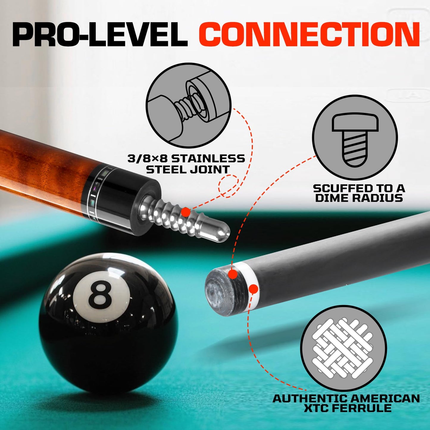 Banly Carbon Fiber Pool Cue - 12.5mm Time Crystal Tip, 58" Low Deflection Pool Sticks for Adults Professional Billiard Cue Sticks with Linggas Wood Butt