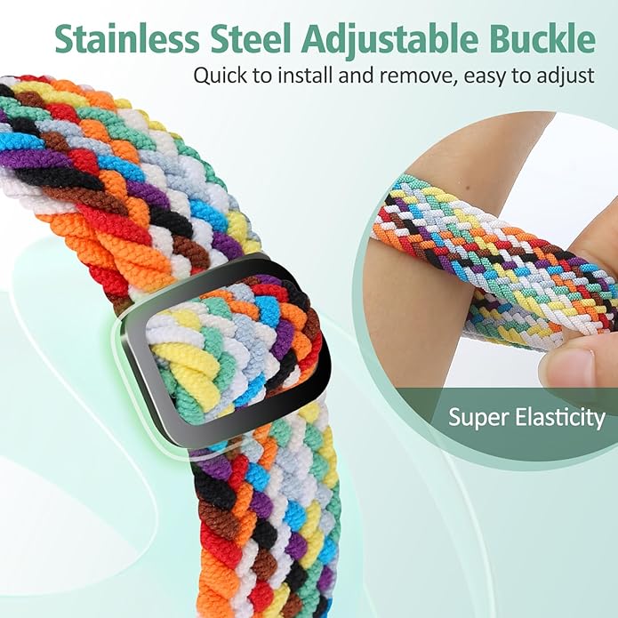 Elastic Braided Bands Compatible with Fitbit Charge 5/Fitbit Charge 6 for Women Men, Breathable Adjustable Stretchy Nylon Loop Sport Replacement Wristbands for Fitbit Charge 6 Charge 5 Straps