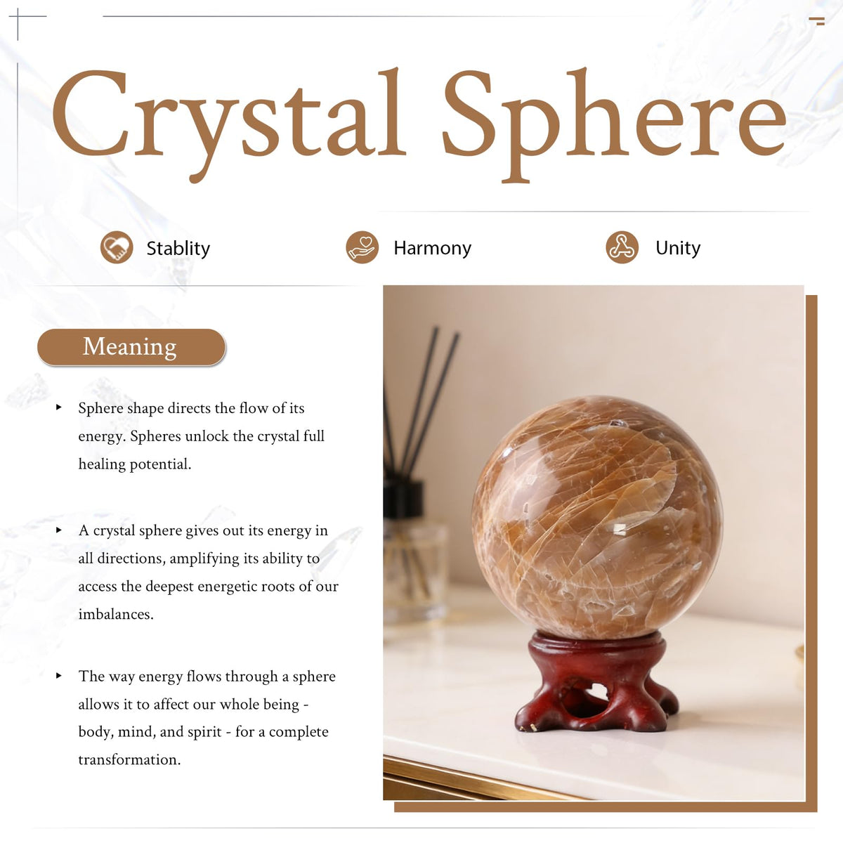 Nupuyai Natural Moonstone Crystal Ball with Resin Stand, Healing Crystal Sphere for Home Decor 2.01"-2.36"(51mm-60mm)