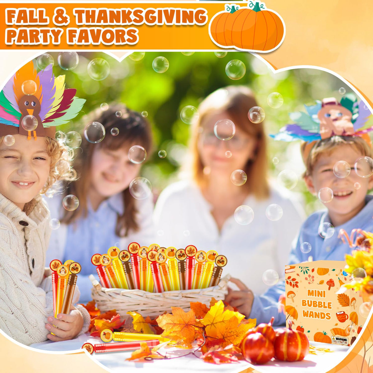 Thanksgiving Goodie Treat Bag Stuffers for Kids 32 Pack, Friendsgiving Small Bubbles Party Favors Supplies for Toddlers, Fall Autumn Birthday Classroom Prize Toys Gifts Basket Trinkets Decorations