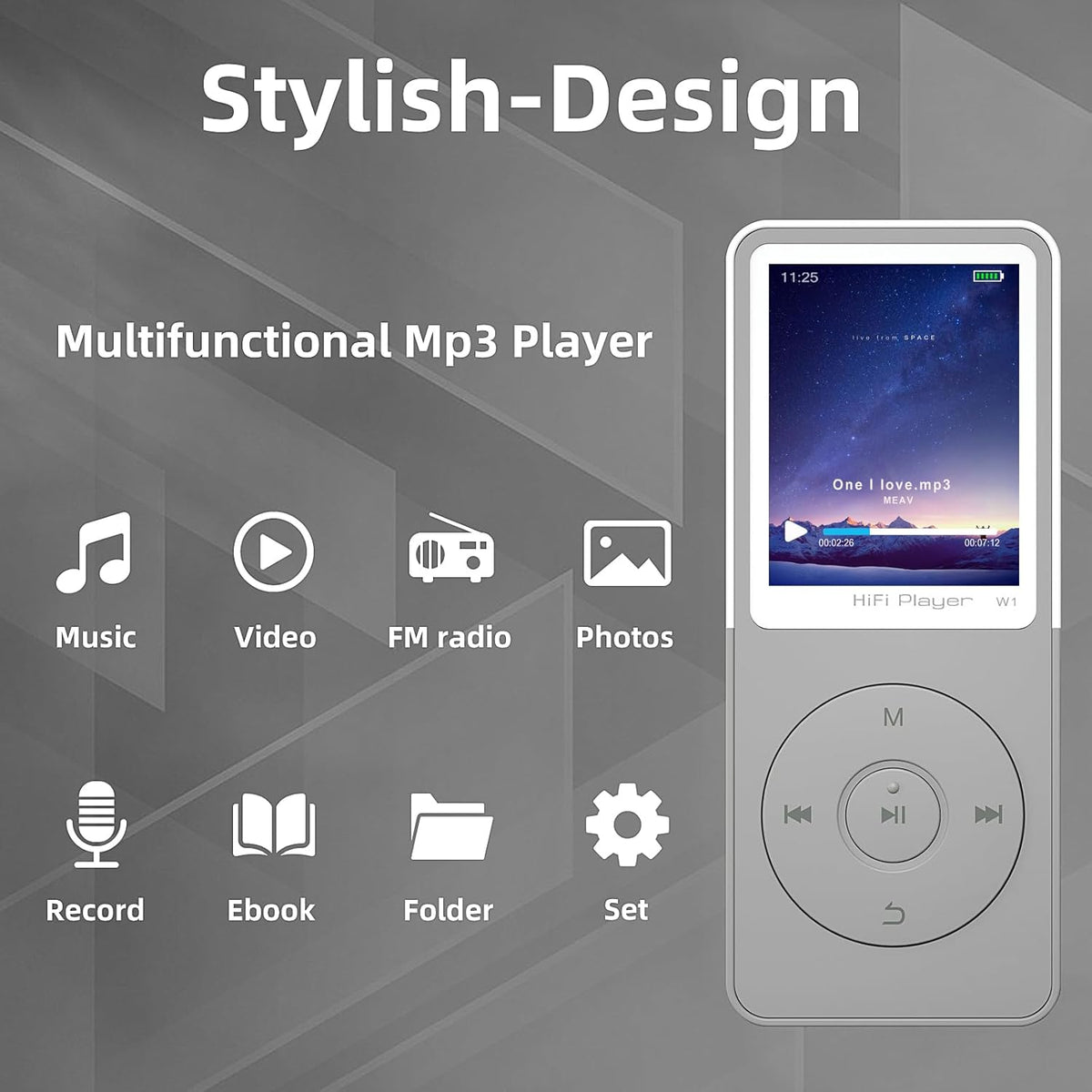 Tengsen Mp3 Play,1.8" Mp3 32GB) Player with Bluetooth,Music Player,Fm Radio,Video,Recording,Photo View,E-Book,HiFi