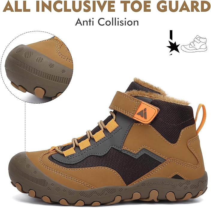 Mishansha Kids Hiking Boots Toddler Girls Boys Hiking Shoes Water-Resistant Anti-Collision Non-Slip Athletic Outdoor Trekking Boots