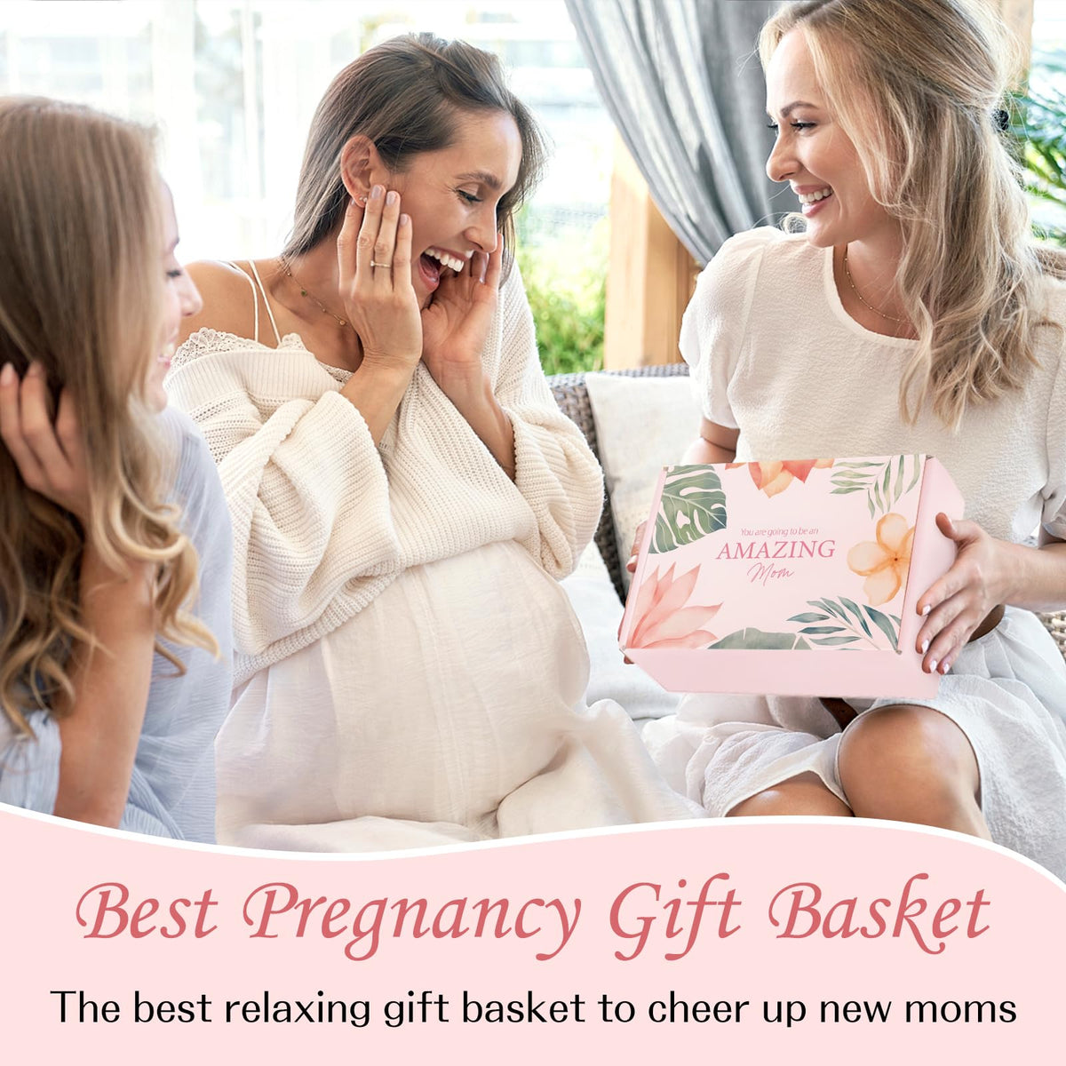 New Mom Gifts for Women, Pregnancy Gifts for Expecting Mom, new Mom Care Package After Baby, Mothers Day Mom to Be Gift Mama Must Haves with Affirmation Cards Candle for Self Care After Birth (Pink)