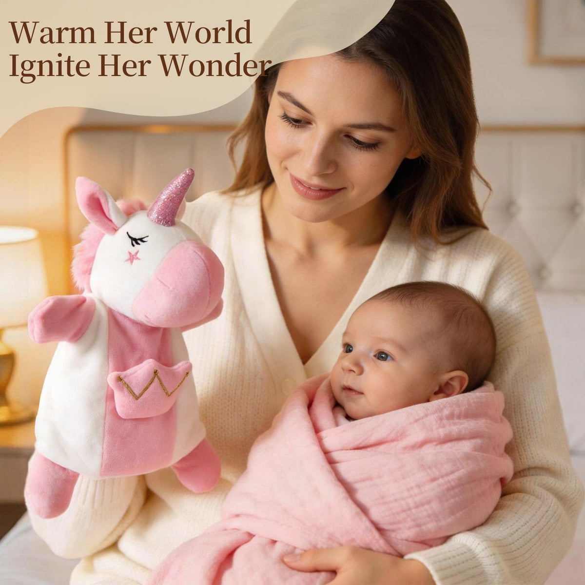 TUZT Newborn Baby Girl Gift Set, 9PCS Baby Shower Gift Box with Onesie Blanket Hand Puppet Milestone Card, New Born Essentials Birthday Present Hospital Homecoming Photography Outfit for Girls