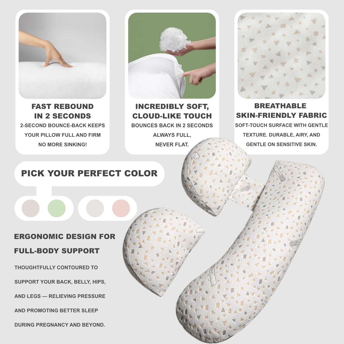 YZCCtixi Pregnancy Pillow for Women - Maternity Pillow for Back Pain Relief & Full Body Support, Soft Sleeping Pillow with Removable Cover for Side Sleepers and Pregnancy