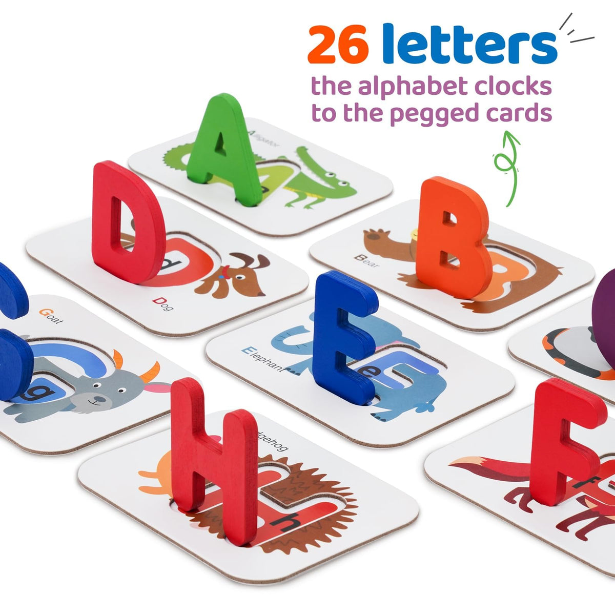 LiKee Alphabet Flash Cards Wooden Letter Puzzle ABC Sight Words Matching Games Counting Board Preschool Educational Montessori Toys for Toddlers Boys Girls 3+ Years (36 Cards& 37 Wood Pieces)