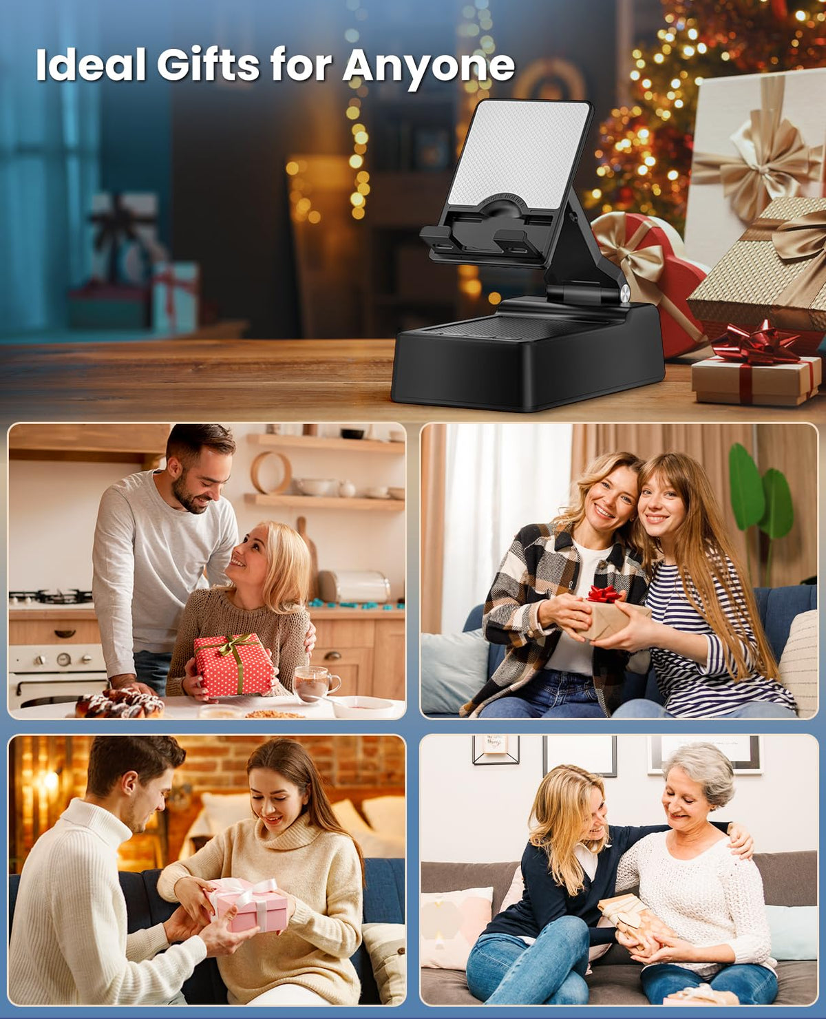 Gifts for Men Women, Phone Stand with Bluetooth Speaker, HD Surround Sound Speaker, Compatible with all iPhone/Android phones iPad Kindle, Cool Gadget Gift for Men Women Dad Mom Christmas Birthday