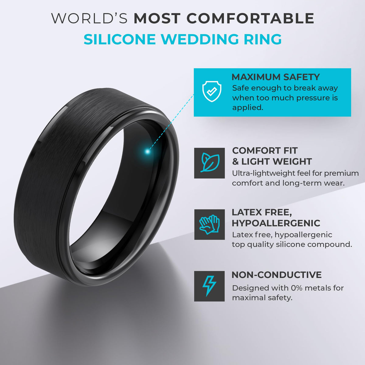 ThunderFit Silicone Rings Wedding Bands for Men, Plain Men’s Rubber Engagement Bands with Gift Box, 1-Pack