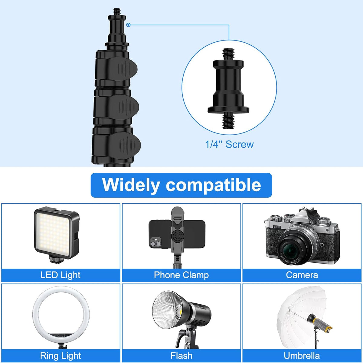 Anautin 6.6ft/2m 13lb/6kg Extendable Light Stand Photography, Light Tripod Stand for Travel, Heavy Duty Studio Lighting