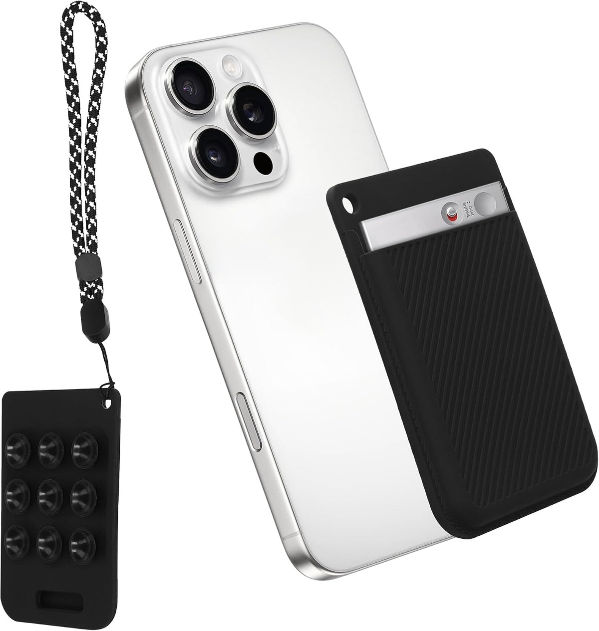 kwmobile AI Voice Recorder Cover with Suction Cup Mount - Black