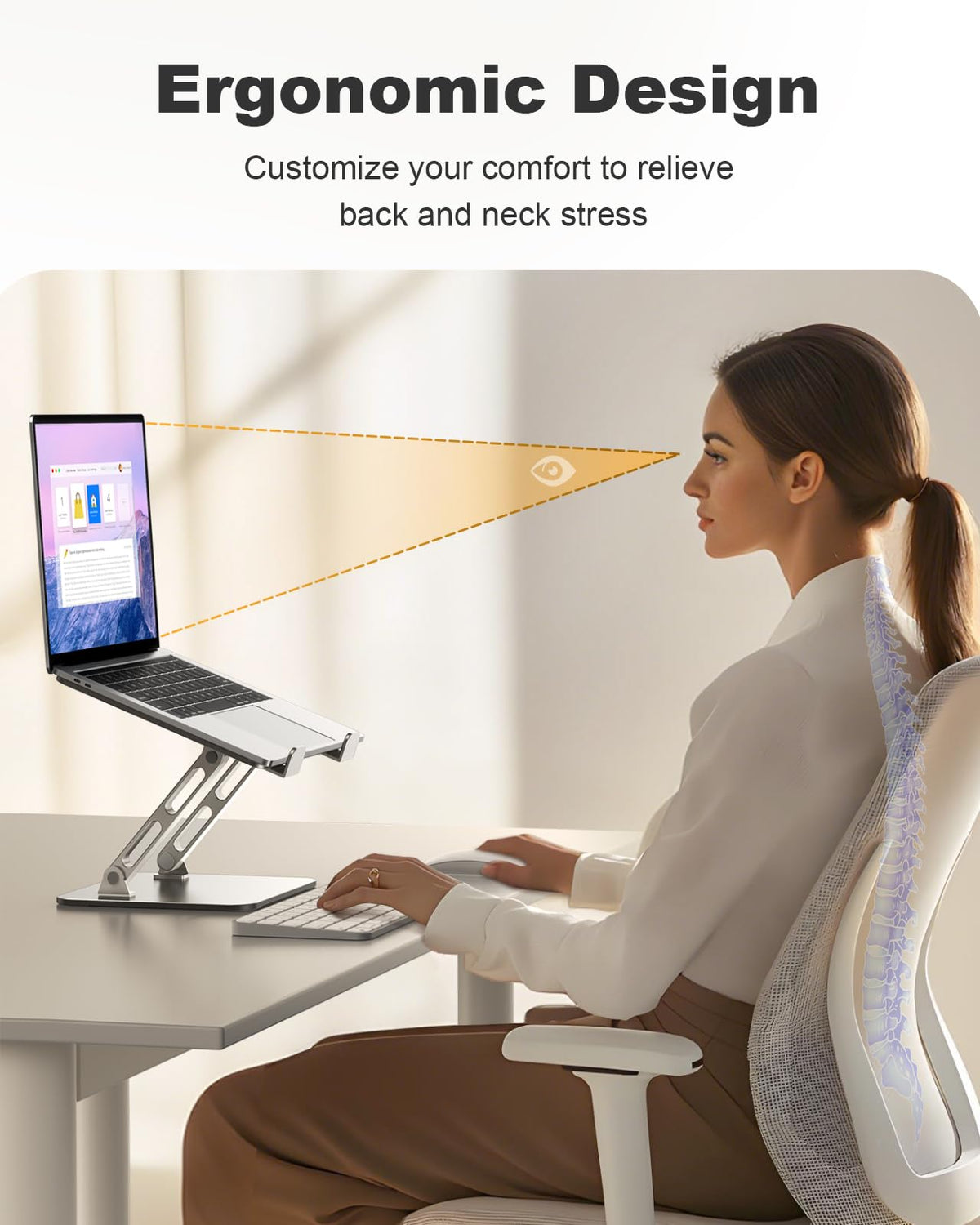 RIWUCT Laptop Stand for Desk Adjustable Height, Ergonomic Laptop Riser Holder with Dual-bar Support, Portable Computer Notebook Stand for MacBook Air Pro, Dell XPS, HP (10-16")