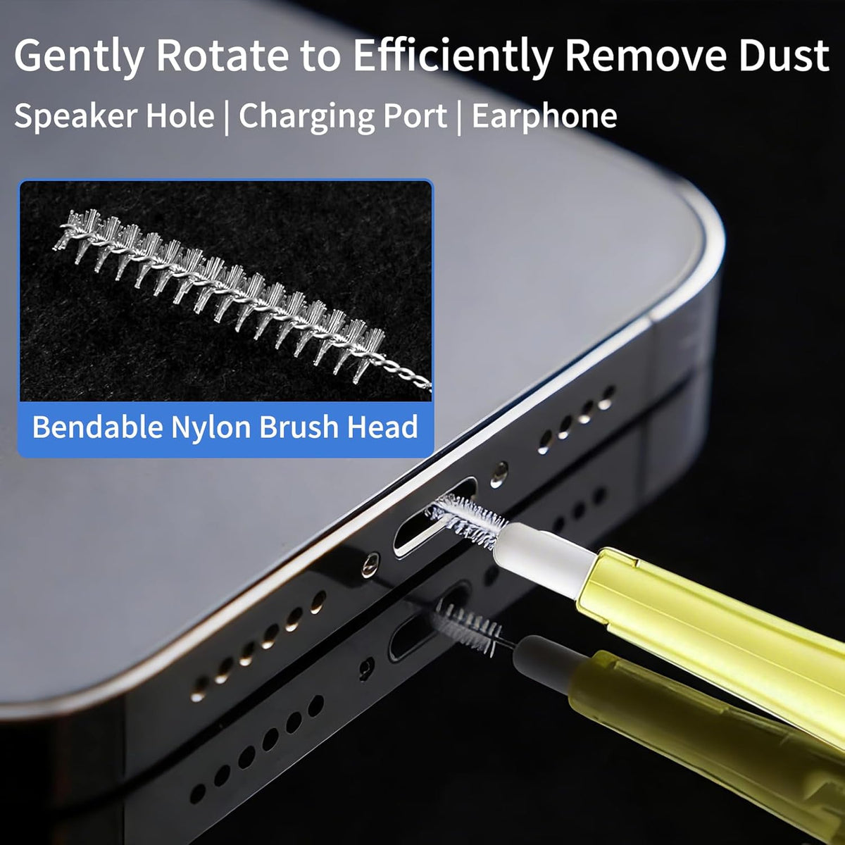 Volisau 10 Pcs Cell Phone Cleaning Kit,Charging Port Cleaner,Dual Sided Anti Clogging Nylon Brushes,Suitable for Clean