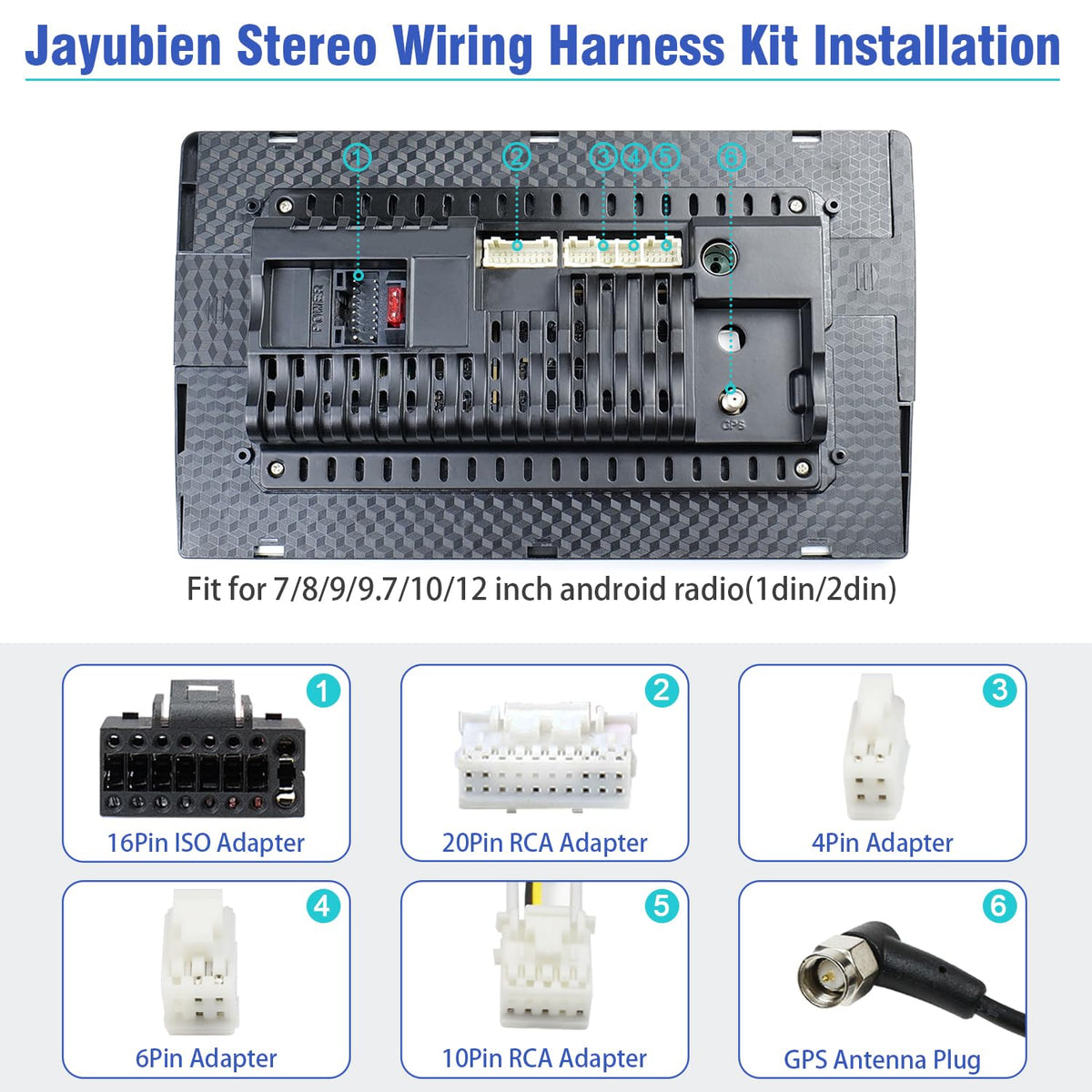16Pin 10Pin 20Pin 4Pin/6Pin Radio Wiring Harness Kit ISO Android Car Stereo Wire Harness with Butt Connectors RCA