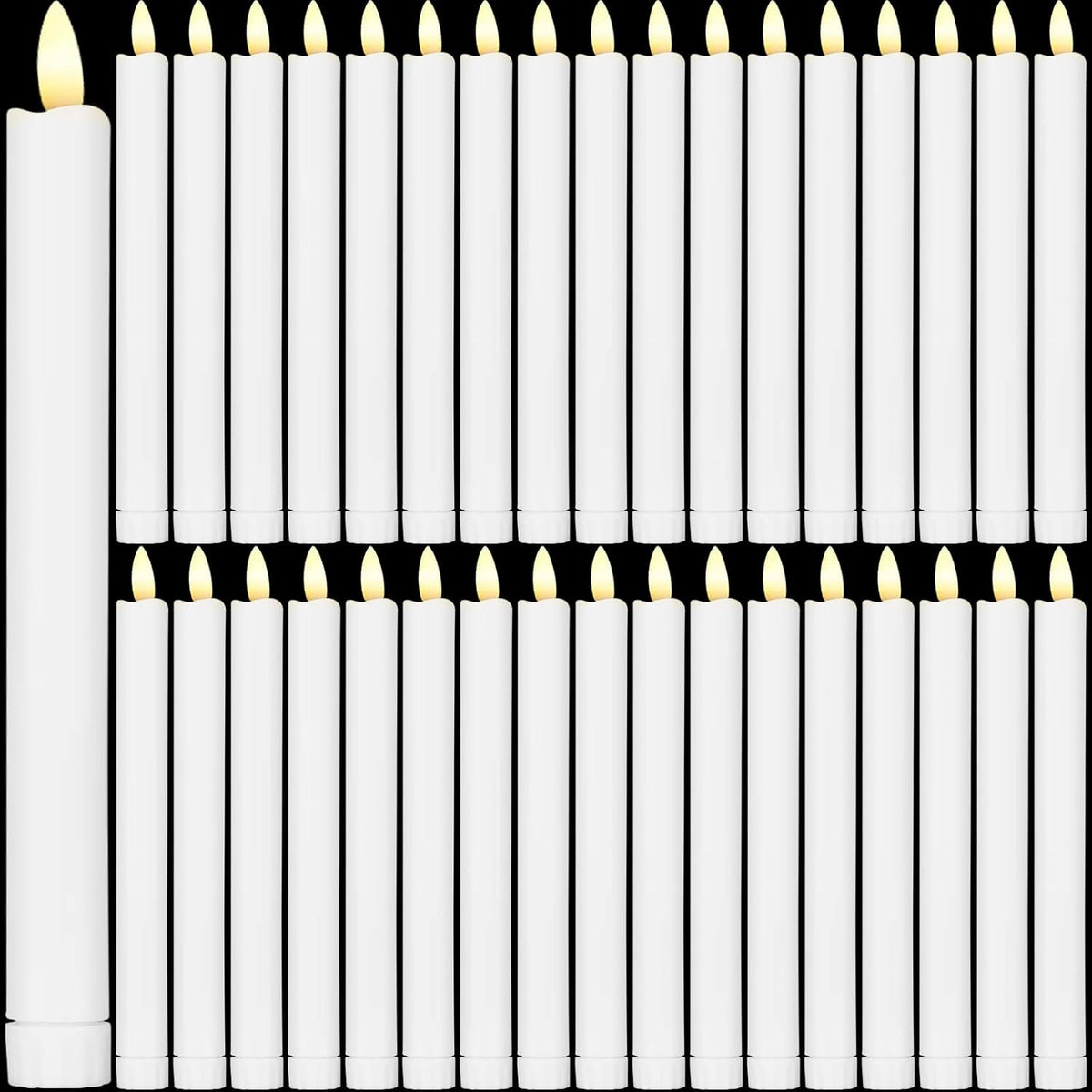Reginary Flameless Taper Candles - 10 Inch Battery Operated LED Candlesticks | 36 Pieces White for Home & Wedding Decor