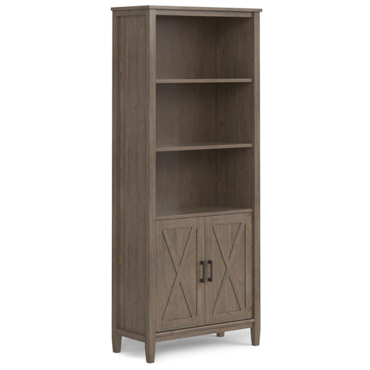 SIMPLIHOME Ela Bookcase - 72 inch Tall 5-Shelf Solid Wood Bookshelf in Smoky Brown, Transitional Storage for Living Room, Study Room or Office with Open Design and Sleek Panel Detailing