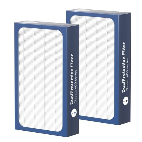 KPPTYTY 2 Pack Classic 400 Series DualProtection Filter Replacement Compatible with BLUEAIR Classic 400 Series Air Cleaner Purifiers, 480i, 402, 403, 405, 410, 450E, 455EB, HEPA Filter