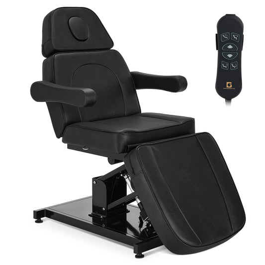 BarberPub Electric Facial Bed, 3-Motor Adjustable Fully Adjustable Esthetician Chair, Tattoo Chair with Thick Cushion, Professional Tattoo Spa Equipment, 2782 (Black)