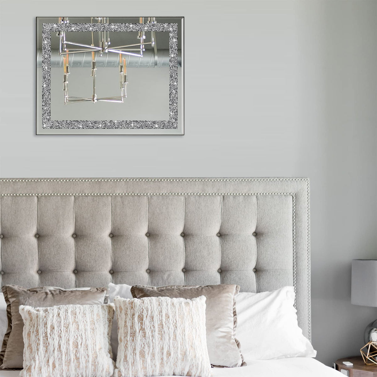 Ruomeng Rectangular Wall Mirror, 16" x 20", Crystal Crush Diamond, Bathroom, Entryway & Bedroom