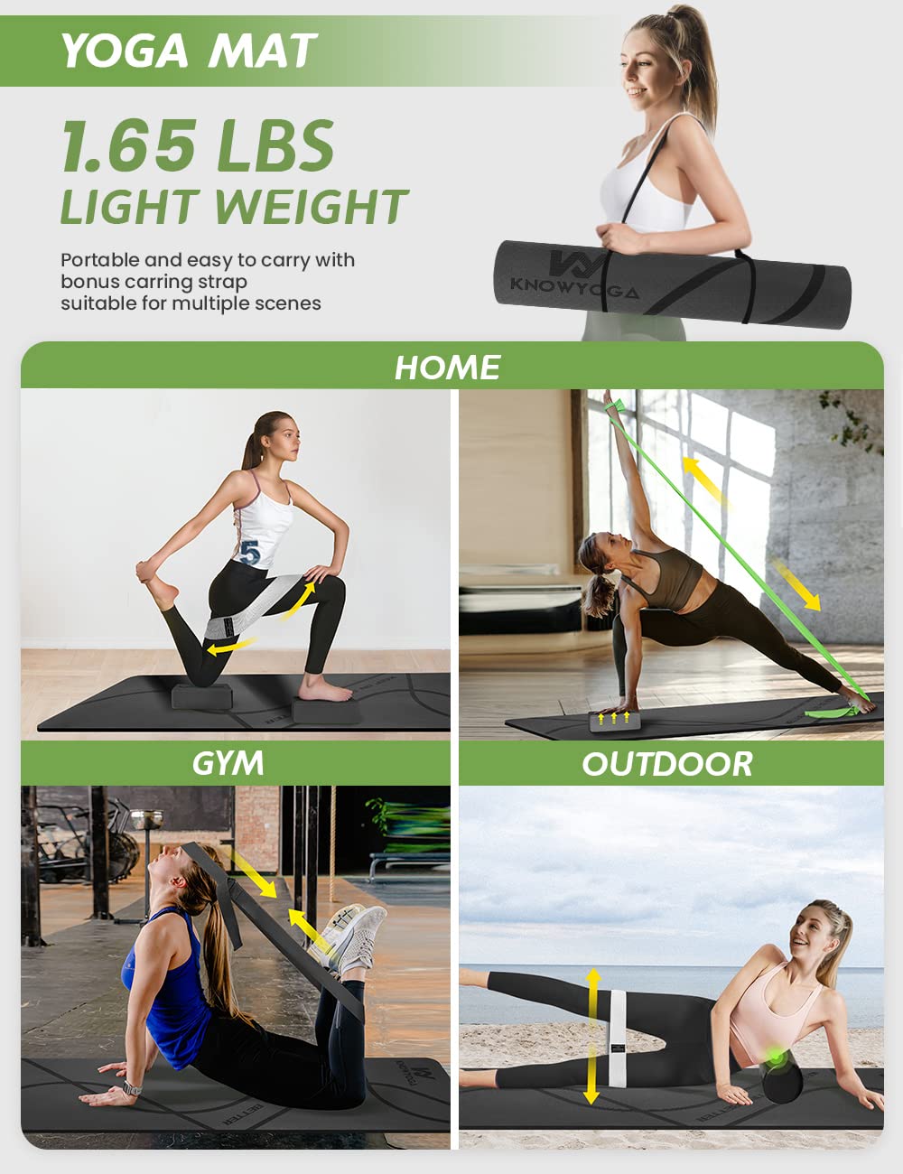 Yoga Starter Kit 12 in 1 - Yoga Set Include Yoga Mat, Foam Roller, 4 Resistance Bands, Yoga Blocks 2 Pack with Strap, 2 Peanut Massage Balls Set, Yoga kit and Sets for Beginners, Women Men