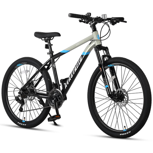 AVASTA 26-inch Mountain Bike for Man Male and Woman Female Adult with Lightweight Aluminum Alloy Frame and Dual Disc Brakes,Front Suspension,21-Speed Gear Shifters,Hidden Brake Cables,Grey