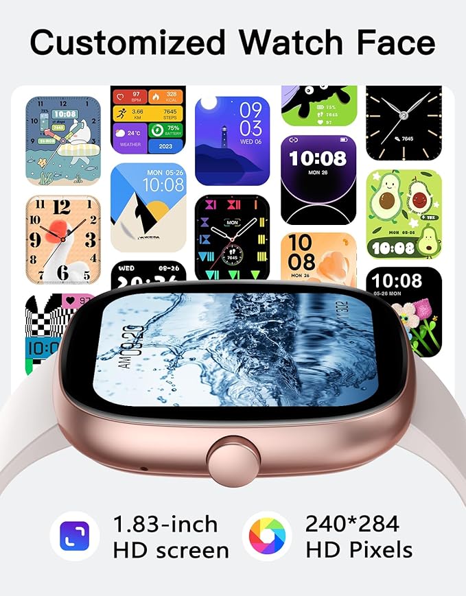 Fitness Tracker 2025 Ver. (Answer/Make Calls), 1.85" Smart Watch Fitness Watches for Women Men with 24/7 Heart Rate Blood Oxygen Monitor Sleep Tracker 100+ Sport Modes IP68 Waterproof (Starlight)