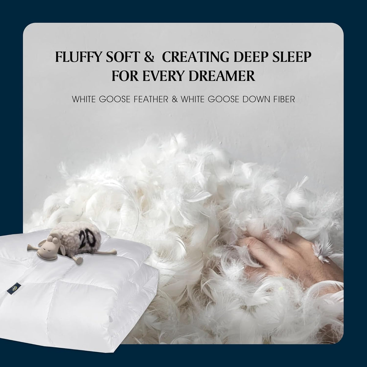 Serta Goose Feather Down Comforter - Hypoallergenic King Size Duvet Insert | 100% Cotton, All-Season Warmth, 106 x 90 Inch White