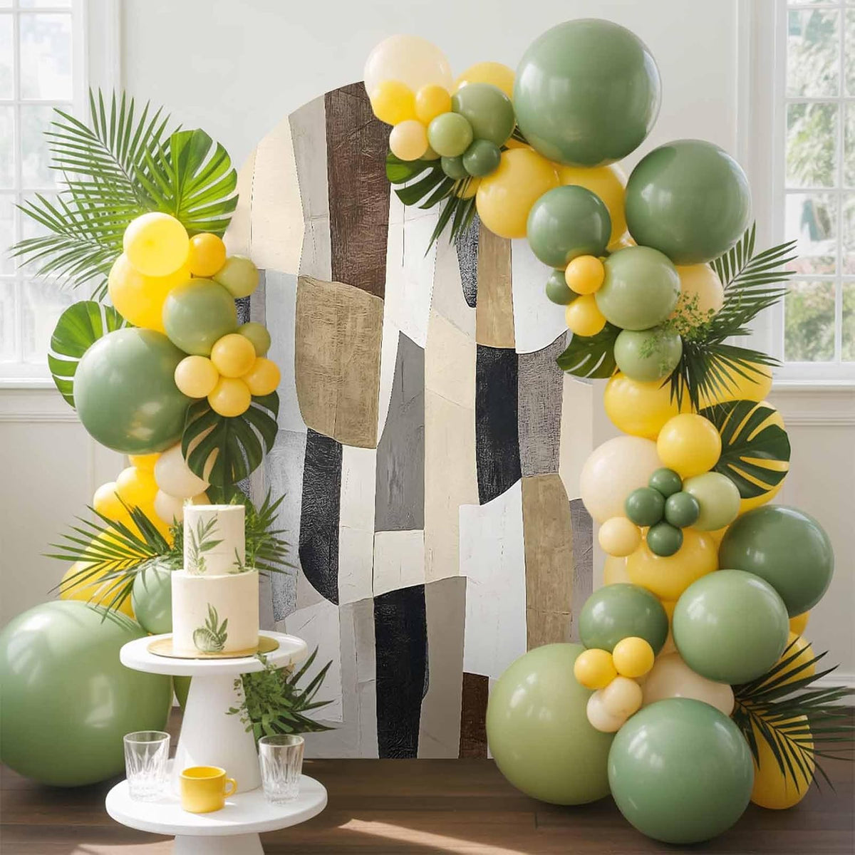 Jnbasdffb 7.2 Abstract Geometric Wedding Arch Cover, Stretchy Spandex Arch Backdrop Stand Covers FT, Oil Painting