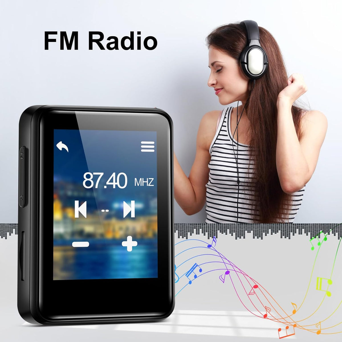 woolynew MP3 1.8 inch MP3 512GB, 64GB Music Player, Screen Portable HiFi Player Expandable to with Bluetooth, FM Radio
