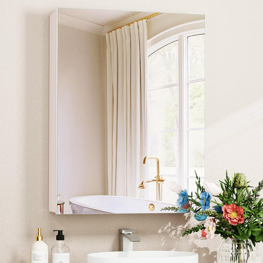 BROBIG 20 x 26 Medicine Cabinet Mirror, Moisture-Proof Aluminum Bathroom Medicine Cabinet with Mirror, Bathroom Mirror Cabinet with Adjustable Shelves, DTC Hinges, Recessed/Surface-Mounted