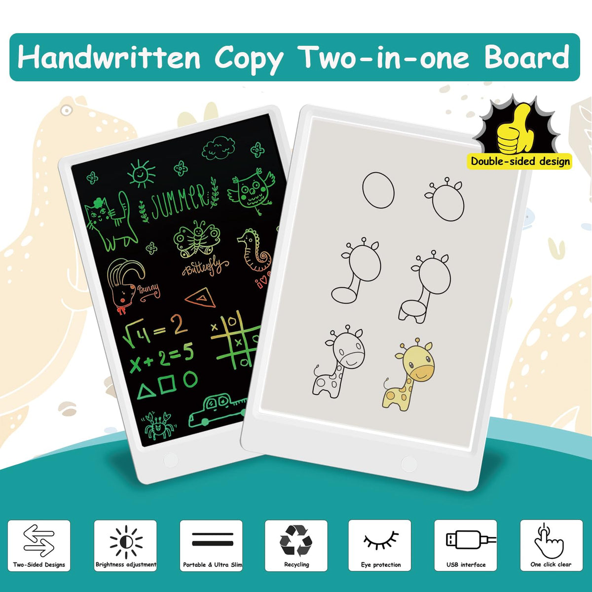 Upgraded A4 LCD Written Tablet LED Copy Board, Ultra-Thin Dimmable USB Charging Writing Tablet Copy Board 2 in 1 Light Pad for Memo, Diamond Painting, Tattoo, Drawing, Graffiti, Stencil Making