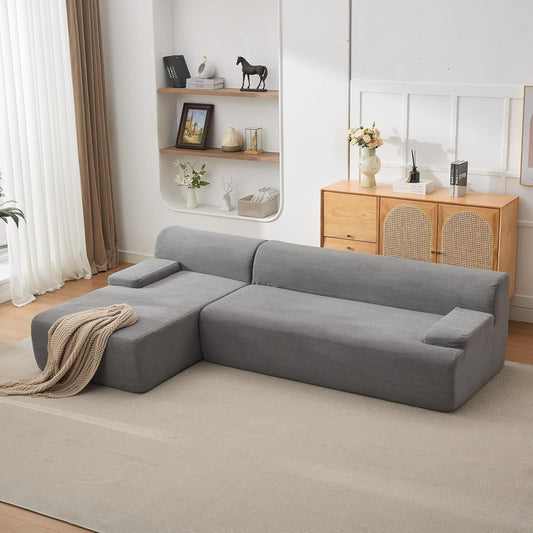 MilleLoom 108" Sectional Couches for Living Room, Modular Sectional Sofa with L-Shape Chaise, Ultra Soft Corduroy L Shaped Couch Bed,Perfect Comfy Couches for Living Room, No Assembly Required