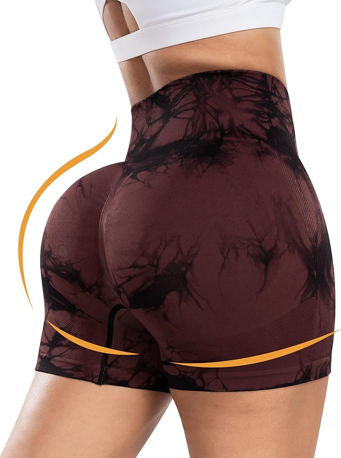 CHRLEISURE Women's 4 Packs Workout Gym Shorts, High Waisted Butt Lifting Scrunch Butt Seamless Booty Shorts